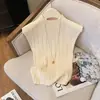 Chaleco de Punto con Cuello Medio Alto Suave Estilo Francés con Mangas Cortas Volantes para Mujer, Chaleco Top de Punto Canalé Ajustado Primavera/Verano 2026