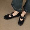 Zapatos Mary Jane de Piel de Oveja Plateada Galaxy Agrietada Otoño 2025 Agujero Redondo Doble Botón Lazo Piel Genuina Zapatos Personalizados para Mujer