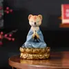 Decoração de mesa raposa meditando inspirada em Zen, estátua genuína de píton Huhuangchang para exibição em altar com base de lótus, pode ser usada para armazenamento, disponível para atacado