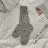 Calcetines de Algodón Fino para Mujer de Primavera y Verano con Lunares Transpirables Apilados Calcetines de Media Caña Estilo Coreano Rizo Color Sólido Simple Todo Combinable Medias