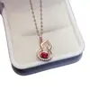 Venta al por mayor de fábrica Popular Colgante de Rubí Natural Plata S925 Incrustado Piedra Principal 3*5 Joyería de Lujo Venta Directa de Fábrica