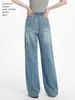 Jeans de Pierna Ancha Talla Plus para Mujer 2026, Adecuados para Tipos de Cuerpo Altos en Forma de Pera, de Cintura Alta, Corte Holgado, Adelgazantes, Versátiles, Pantalones Casuales de Pierna Recta