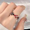 Anillo abierto con goteo de aceite rojo para el año de nacimiento, estilo frío, personalidad de alta calidad, anillo apilado de moda que combina con todo para mujeres