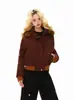 Chaqueta de Algodón con Capucha Gruesa de Bloques de Color Estilo Retro Americano para Hombres y Mujeres, Abrigo Corto de Algodón Grueso Cálido Fresco de Corte Holgado de Invierno