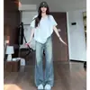 Jeans Anchos Nuevos para Mujer 2026, Adelgazantes, de Verano de Moda, Versátiles, de Cintura Alta Nuevos, Corte Holgado, Pantalones Rectos Ajustados con Caída