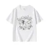Camiseta Retrô Americana de Algodão Puro com Gola Redonda e Manga Curta para Mulheres com Estampa de Leão de Nicho Top Casual Solto para Mulheres