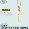 Cadena de Joyería para Suéter de Otoño e Invierno para Mujer, Accesorios de Alta Gama de Acero Inoxidable, Colgante Incrustado de Diamantes, Collar de Acero Inoxidable, No se Desvanece, Lujo Ligero