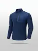 Sudadera de punto con cuello alto y media cremallera para hombre, para primavera y otoño, deportes al aire libre y ocio, manga larga, color liso, top cálido