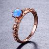 Anillo Aier Mosha diseño creativo europeo y americano oro rosa seis garras 6mm redondo ópalo blanco anillo exquisito