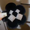 Brincos de Zircônia em Forma de Losango Estilo Corte Austríaco, Brincos de Banquete de Luxo Retro Francês, Brincos de Luxo Leve e de Alta Qualidade para Mulheres