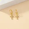 Celebridad de Internet Estilo Frío Ins Pendientes de Cruz Incrustados de Diamantes para Mujer Estilo Coreano Elegantes Modernos Simples Compactos Pendientes para el Trabajo