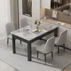 Mesa de jantar em pedra sinterizada italiana com conjunto de mesa e cadeiras de jantar em imitação de madeira maciça, mesa de jantar retangular moderna minimalista para apartamento pequeno