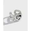 Anillo de Plata de Ley S925 Estilo Coreano 488 Estilo Frío Ins Anillo con Forma de Corazón Retro Anillo Plateado Abierto de Nicho para Mujer