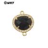 WT-C335 Rosa Brillante Francés Cristal Piedra con Purpurina Gema Colgante Pequeño Borde de Circonita Joyería Decoración Accesorios