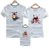 2022 Verano Nuevo Ropa Familiar Camiseta de Manga Corta Ropa para Padres e Hijos Madre-Hijo Madre-Hija Manga Corta Estilo Chino Transfronterizo Danza del León