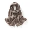 Bufanda de punto de cachemira de color liso para otoño e invierno para mujer, diseño cálido calado, calentador de cuello versátil de moda coreana