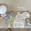 Top sin mangas con borde de volantes bordado para niñas, Camisola linda y elegante de verano casual para bebés