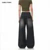 Jeans rectos anchos JIAMU de estilo retro americano desgastado para hombre y mujer, jeans holgados, corte suelto, versátiles para otoño e invierno