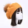 Boina Nueva de Color Sólido con Pompón Mezcla de Lana Moda Cómoda Gorro Pullover Doble Capa Cálido Gorro de Punto Sencillo