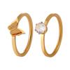 Anillo de acero de titanio con diseño de nicho de estilo coreano Ins, doble mariposa, moda femenina, anillo de perforación de cuatro garras de alta gama.