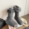 Primeiro Encontro Ji Zeng Gao Uso Dupla Face Solado Grosso Peludo Com Forro de Veludo Espessado Quente Sapatos de Algodão Cinza Cano Alto Botas de Neve Feminina Inverno Novo Estilo