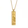 Collar Colgante Cuadrado con Incrustaciones de Diamantes del Zodiaco Doce Constelaciones Estilo Vintage Popular Europeo y Americano para Mujer, Joyería de Acero de Titanio Dorado de 18 Quilates