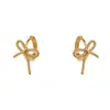 Pendientes de Clip para Oreja con Lazo Chapados en Plata de Ley S925 con Oro de 18K, Estilo Minimalista Coreano y Japonés, Pendientes de Diseño de Nicho de Moda