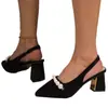 Zapatos de Tacón Alto Estilo Francés para Mujer, Nuevo Modelo Verano 2024, Sensación de Alta Gama, Tacón Grueso Negro, Sandalias de Punta Cerrada, Zapatos de Salón de Punta Fina