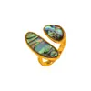 Joias de Aço Inoxidável Transfronteiriças Chenhe Anel de Aço Inoxidável com Concha de Luxo Acessível de Alta Qualidade Anel Aberto de Aço Titânio Dourado