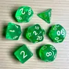 Juego de Dados Poliedros D&D con Patrón de Mármol, Color Mixto Transparente D4D6D8D10D12D20 Caras, Coc, Juego de Mesa, Juego de Siete Piezas