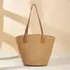 Bolsa de palha feminina bolsa de verão bolsa de praia bolsa grande capacidade bolsa de ombro trançada bolsa de palha de vime bolsa balde moderna