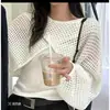 Nuevo suéter de punto abierto, holgado, corto, estilo coreano, protector solar para mujer, primavera/verano 2026, cárdigan ligero protector solar