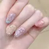 Uñas Portátiles Populares de Otoño e Invierno, Manicura Hecha a Mano de Neón con Purpurina Fina de Alta Gama, Tiras de Uñas Pre-Hechas, Uñas Postizas Dulces y Frescas Sexys