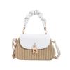 Bolso Tejido de Paja 2024 Verano Nuevo Popular Moda Bolso Cruzado Casual Tejido para Mujer Sobre Postura Portátil Bolso Cuadrado Pequeño