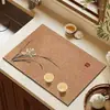 Estilo Nacional Novo Estilo Chinês Tapete Drenante para Bancada de Cozinha Tapete de Absorção de Água de Lama Diatomácea Secagem Rápida Tapete para Xícara de Chá Isolamento Térmico Tapete de Mesa Porta-Copo