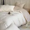 Conjunto de Roupa de Cama Jacquard 100% Algodão de Luxo Leve Conjunto de Quatro Peças para Quarto Principal Capa de Edredom Escovada 100% Algodão Lençol com Elástico Conjunto de Três Peças