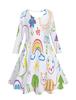 Vestido Falda para Niñas con Estampado Digital 3D de Dibujos Animados Lindo y Adorable Diseño de Graffiti, Europeo y Americano, Primavera y Otoño, Transfronterizo