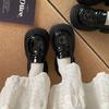 Mocasines de Suela Gruesa para Mujer 2025 Nuevos Zapatos Explosivos Zapatos de Mujer para Aumentar la Altura Zapatos de Cuero Pequeños de Estilo Británico Zapatos Individuales Negros para Mujer