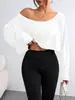 Primavera, Outono e Inverno de 2026 Novo Top Cropped Fashionável Europeu e Americano Transfronteiriço Ombro a Ombro Caimento Solto