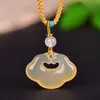 Pingente Budista Guanyin de Ágata Natural Pingente Guanyin Ruyi de Calcedônia Branco Gelo Joia de Jade Pingente Suprimento para Transmissão ao Vivo