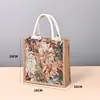 Bolsa de lona estilo retro pintada al óleo a medida, gran capacidad, perfecta para ir de compras, con cierre magnético oculto, y disponible con impresión de logotipo