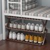 Zapatero de interior para el hogar, elegante y plegable, de bambú, para dormitorio, habitación de alquiler, puerta de almacenamiento.