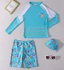2026 Nuevo Traje de Baño Infantil Manga Larga Color Bloque Conservador Shorts de Cintura Alta Conjunto de Dos Piezas para Bebés Niños