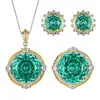 2025 Venta Caliente Zhuangshengsheng Joyería Base de Cobre Chapado en Oro Corte Milenio Verde Palazzo Temperamento Lujo Ligero Set para Mujer 18-10m
