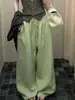 Altamente recomendado! Calça feminina de verão verde em linho Tencel, estilo minimalista, calça reta leve, respirável e fresca
