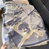Escritório de inverno caxemira cobertor quente xale para mãe estilo chinês retro floral com ar condicionado lenço de quarto para mulheres