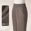 Pantalones negros rectos de tiro alto hechos a medida para mujer, con cintura elástica, caída favorecedora y corte ajustado, adecuados para mujeres de mediana edad y mayores en primavera y otoño