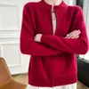 2026 Cárdigan de Lana para Mujer Cuello Redondo Cremallera Jacquard Manga Larga Chaqueta Suéter de Lana Holgado Suéter Tejido Ropa de Abrigo