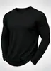Camiseta top masculina retrô lavada de manga comprida com gola redonda para outono e inverno, cor sólida casual, exportação, masculina, com aspecto desgastado