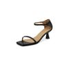 2024 Nuevo Estilo de Verano Punta Cuadrada Francesa Puntera Abierta Estilo Hada Tacones Altos con Tacón Medio Versátiles Sandalias de Tacón de Bolsa para Mujer